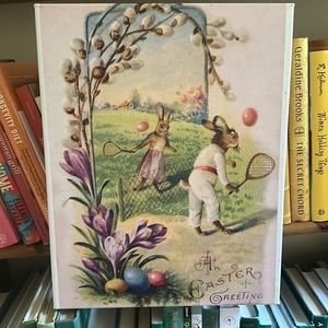 Easter Rabbits Playing Tennis wrapprd canvas